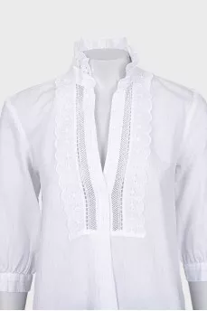 White striped shirt with lace