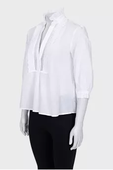 White striped shirt with lace