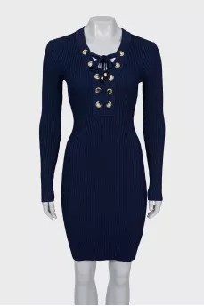 Ribbed dress with ties