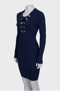 Ribbed dress with ties