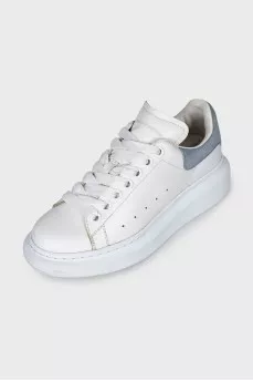 High-heeled leather sneakers