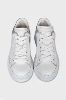 High-heeled leather sneakers
