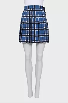 Plaid pleated skirt with ties