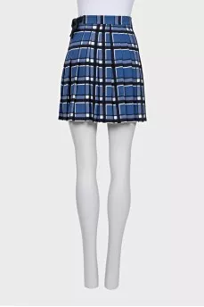Plaid pleated skirt with ties