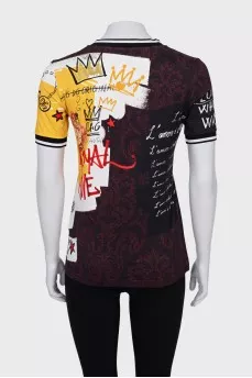Straight T-shirt with combined print