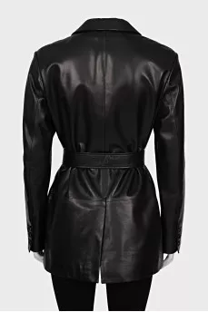 Leather jacket with belt