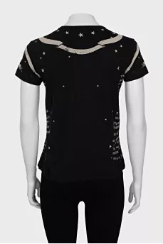 Black straight cut t-shirt with print