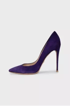 Purple suede pumps