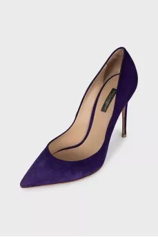 Purple suede pumps