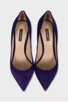 Purple suede pumps