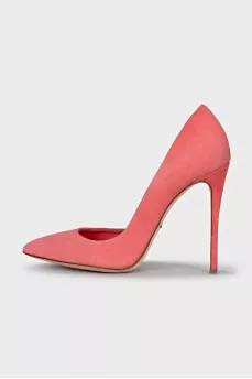 Pink suede heeled shoes