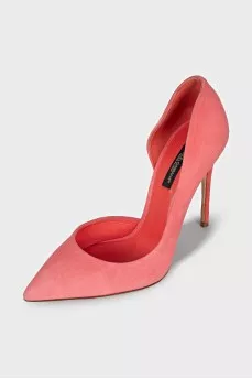 Pink suede heeled shoes