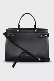 Black leather tote