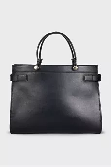 Black leather tote