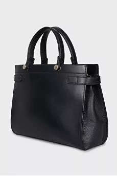 Black leather tote