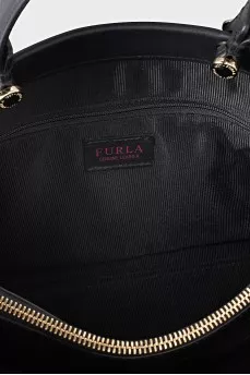 Black leather tote