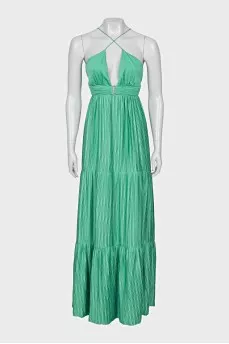 Pleated dress with ties