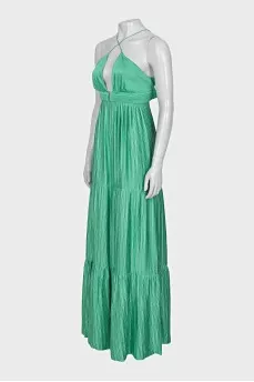 Pleated dress with ties