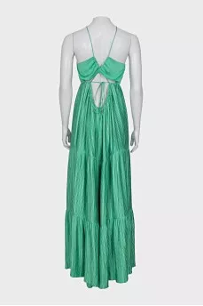 Pleated dress with ties
