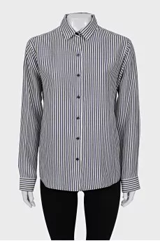 White and blue striped shirt