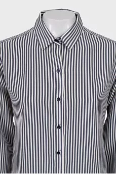 White and blue striped shirt