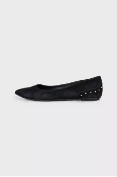 Black ballet flats with gold trim