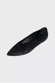 Black ballet flats with gold trim
