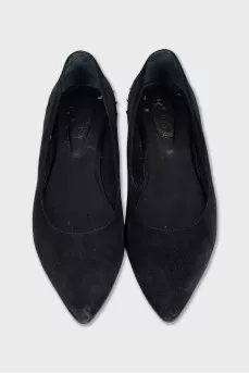 Black ballet flats with gold trim