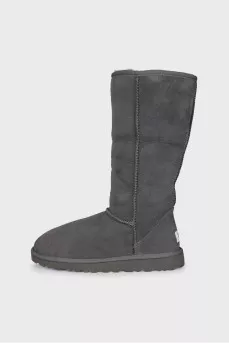 Suede Ugg boots with fur trim