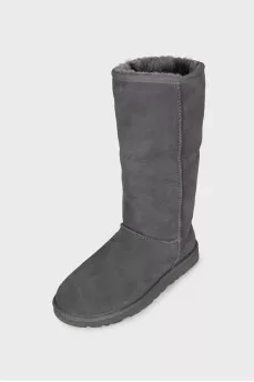 Suede Ugg boots with fur trim