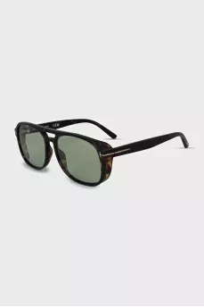 Green sunglasses with spotted frames
