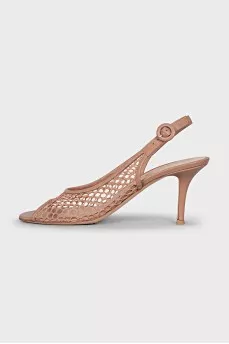Pink fishnet sandals
