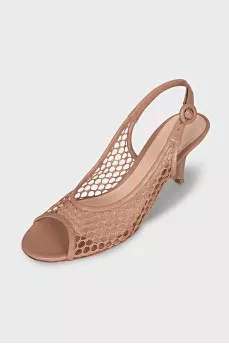 Pink fishnet sandals