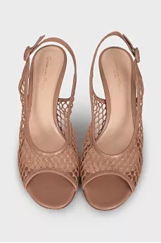 Pink fishnet sandals