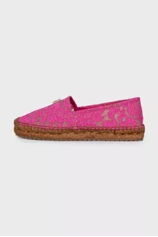Pink lace espadrilles