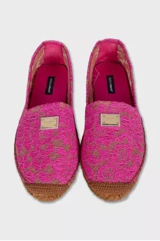 Pink lace espadrilles