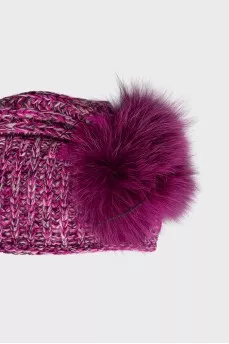 Cashmere hat decorated with fur