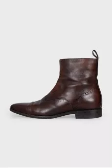 Men's brown boots with perforations