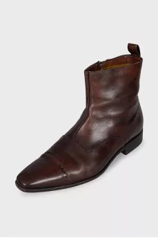 Men's brown boots with perforations