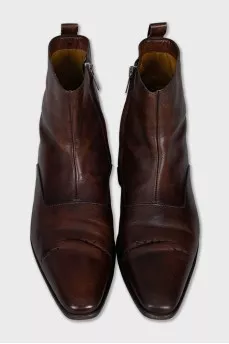 Men's brown boots with perforations