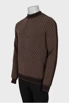Men's merino wool printed jumper