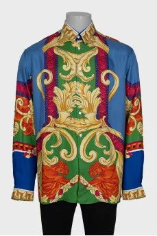 Men's silk shirt with a bright print