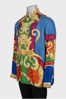 Men's silk shirt with a bright print