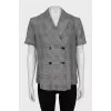 Gray checked silk blouse