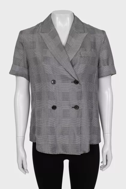 Gray checked silk blouse