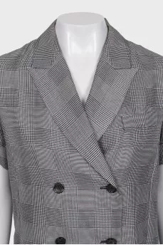 Gray checked silk blouse