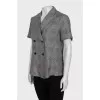 Gray checked silk blouse