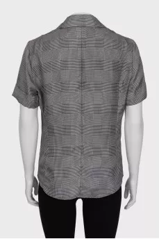 Gray checked silk blouse