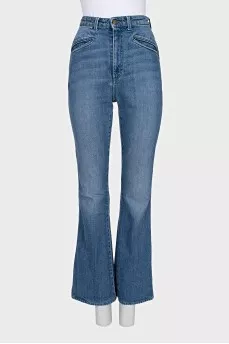 High-waisted blue jeans