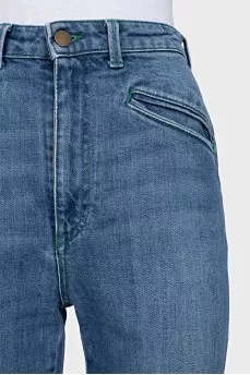 High-waisted blue jeans